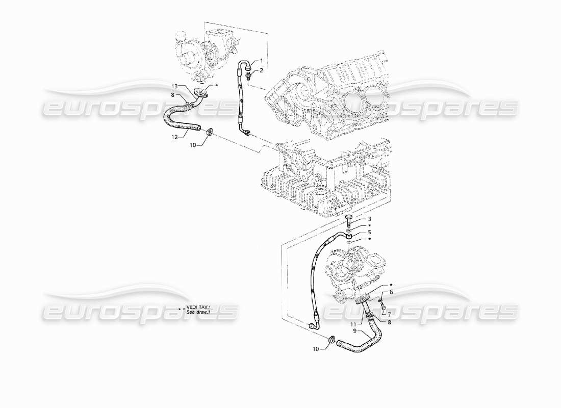 maserati qtp v8 (1998) turboblowers lubrication part diagram