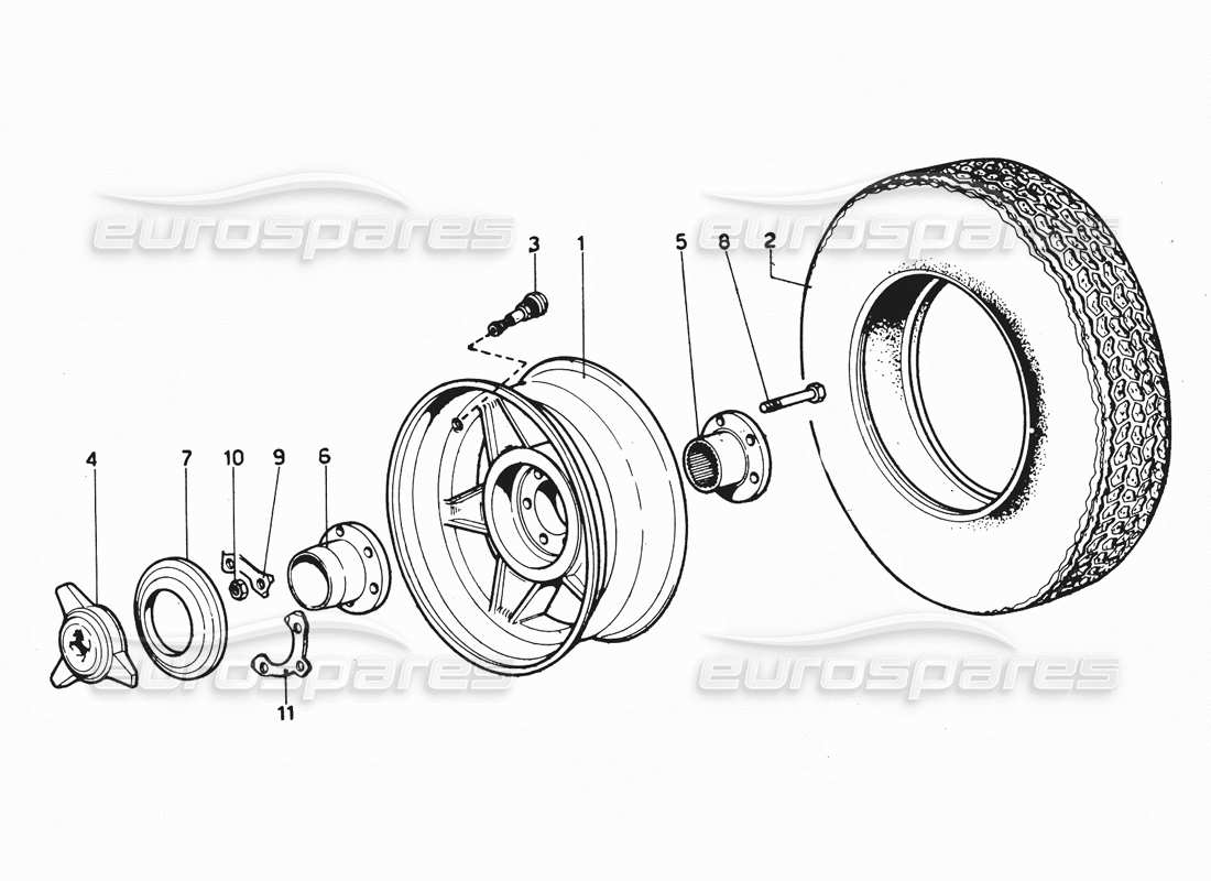 ferrari 365 gtc4 (mechanical) wheels - revision part diagram