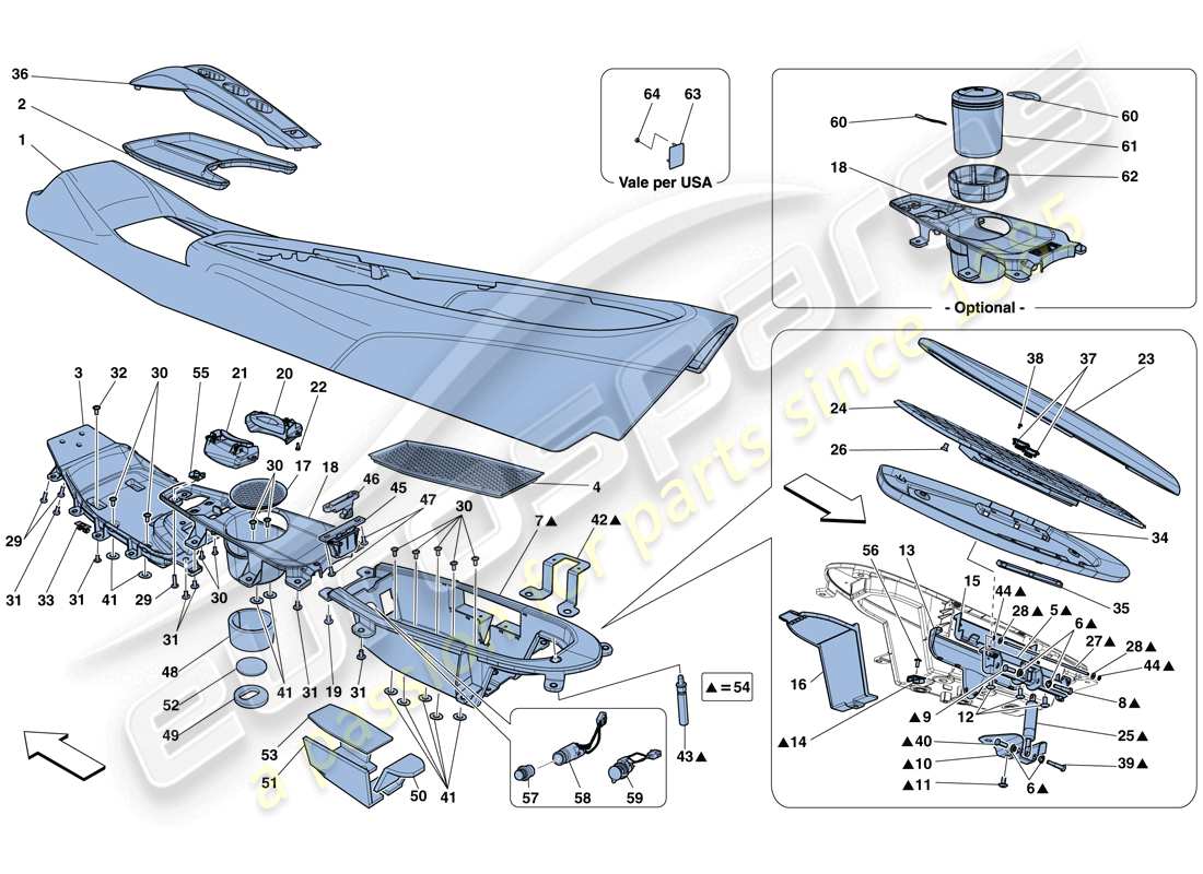 ferrari f12 berlinetta (usa) tunnel - substructure and accessories part diagram