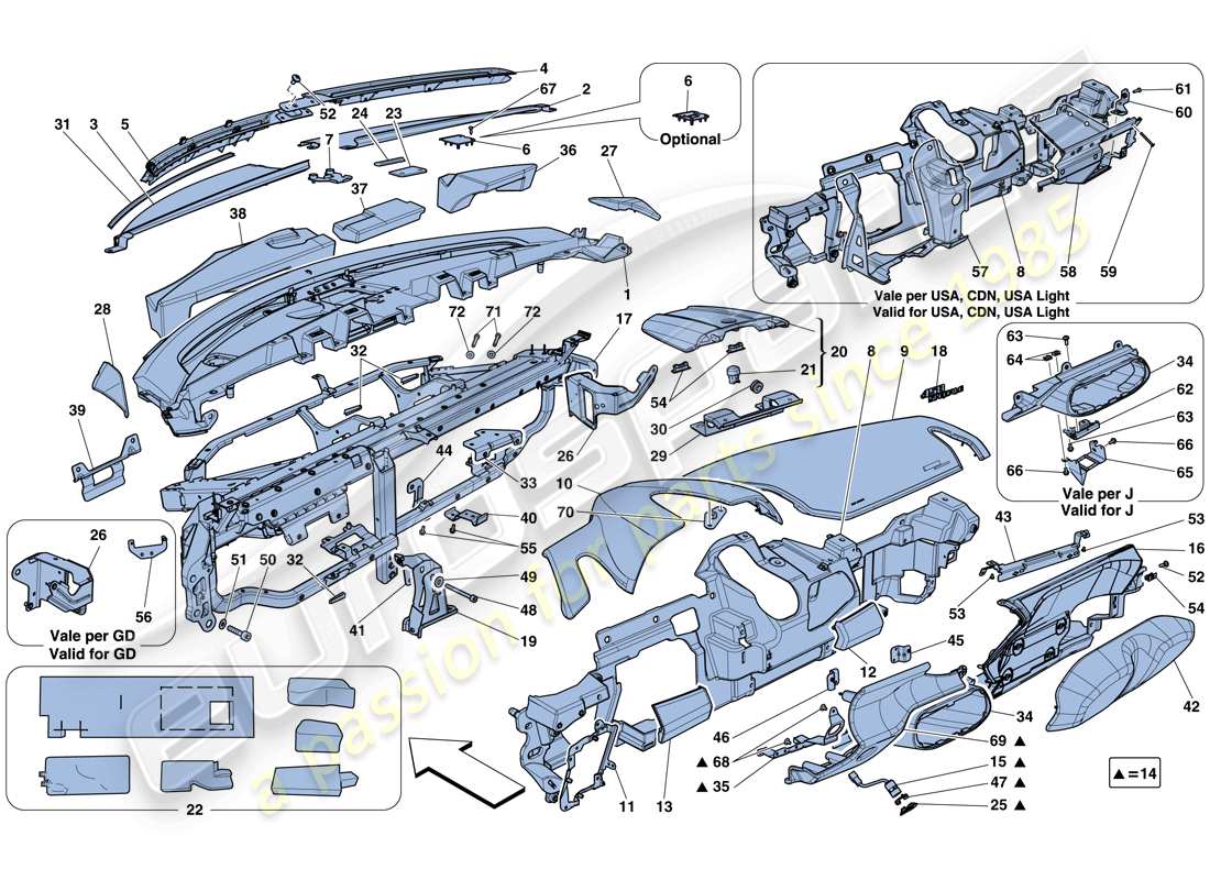 ferrari 458 speciale (rhd) dashboard part diagram