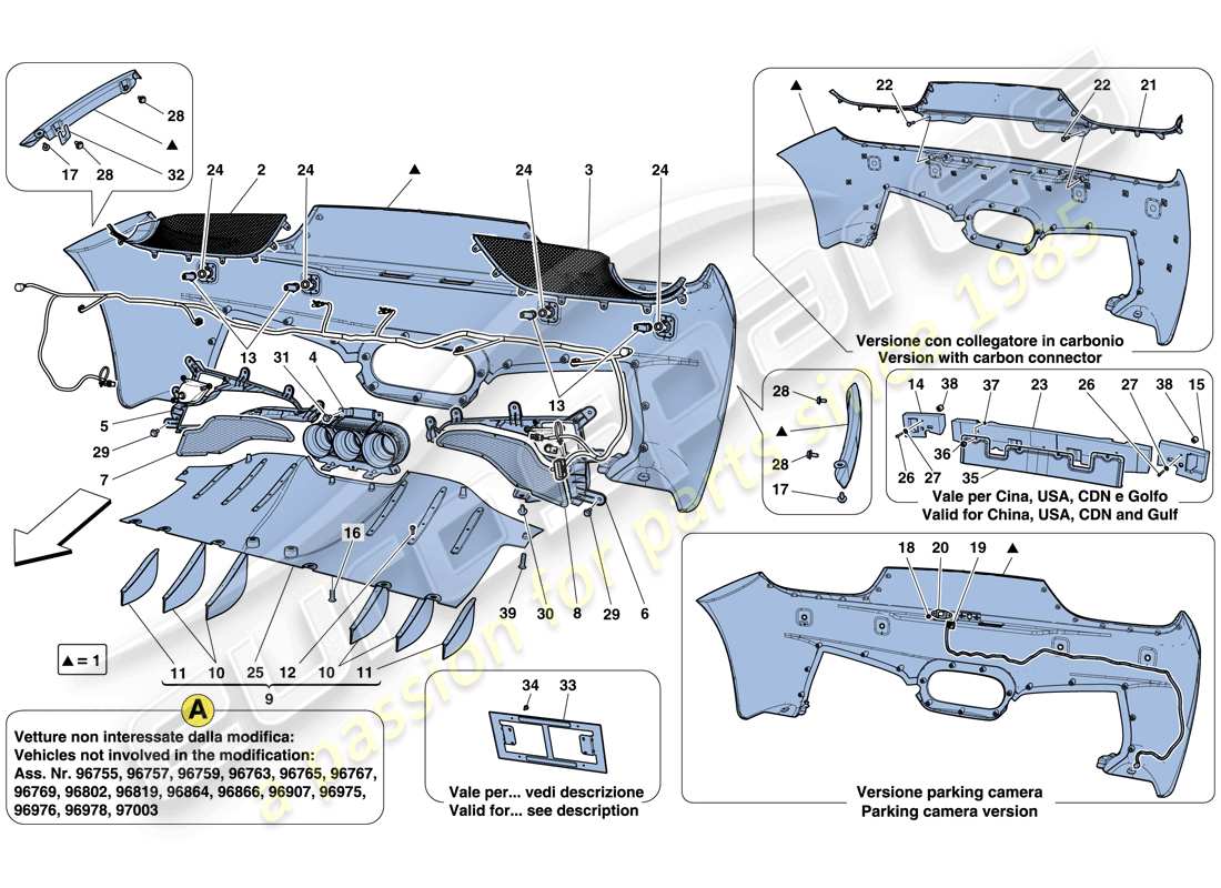 ferrari 458 spider (europe) rear bumper part diagram