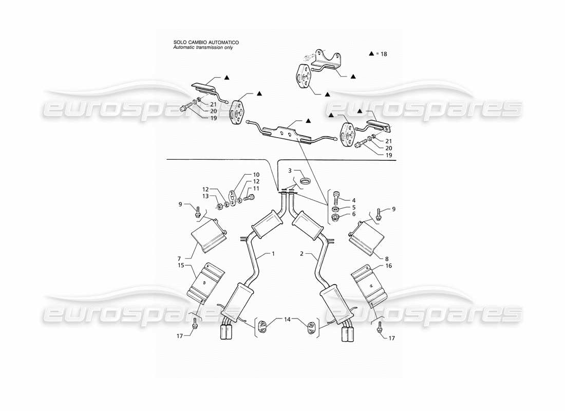 maserati qtp v8 (1998) rear exhaust system part diagram