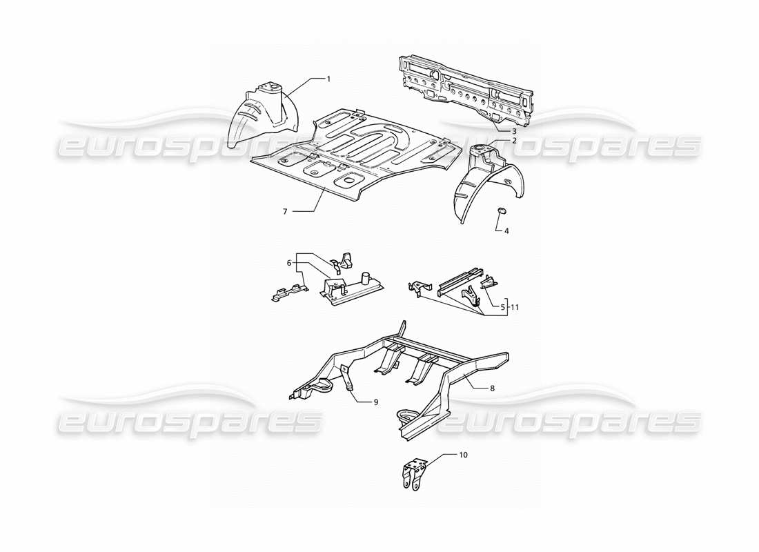 maserati ghibli 2.8 (abs) body shell: inner panels part diagram