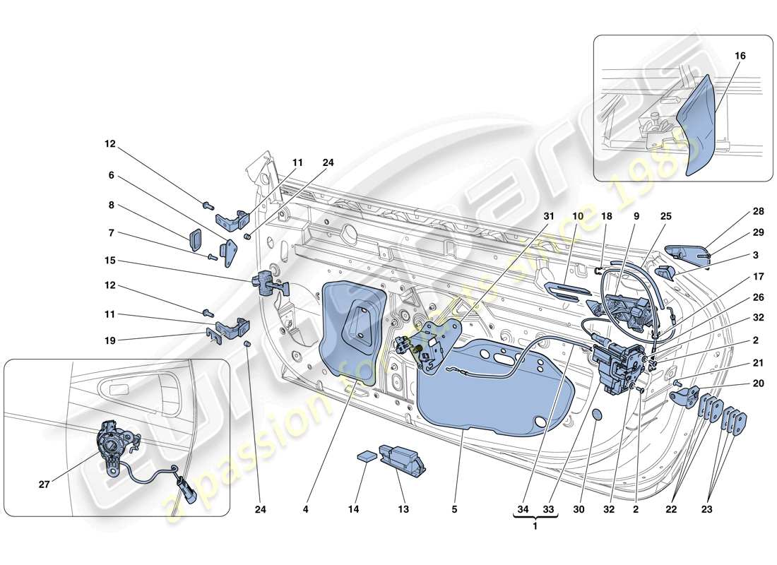 ferrari 458 speciale (europe) doors - opening mechanisms and hinges part diagram