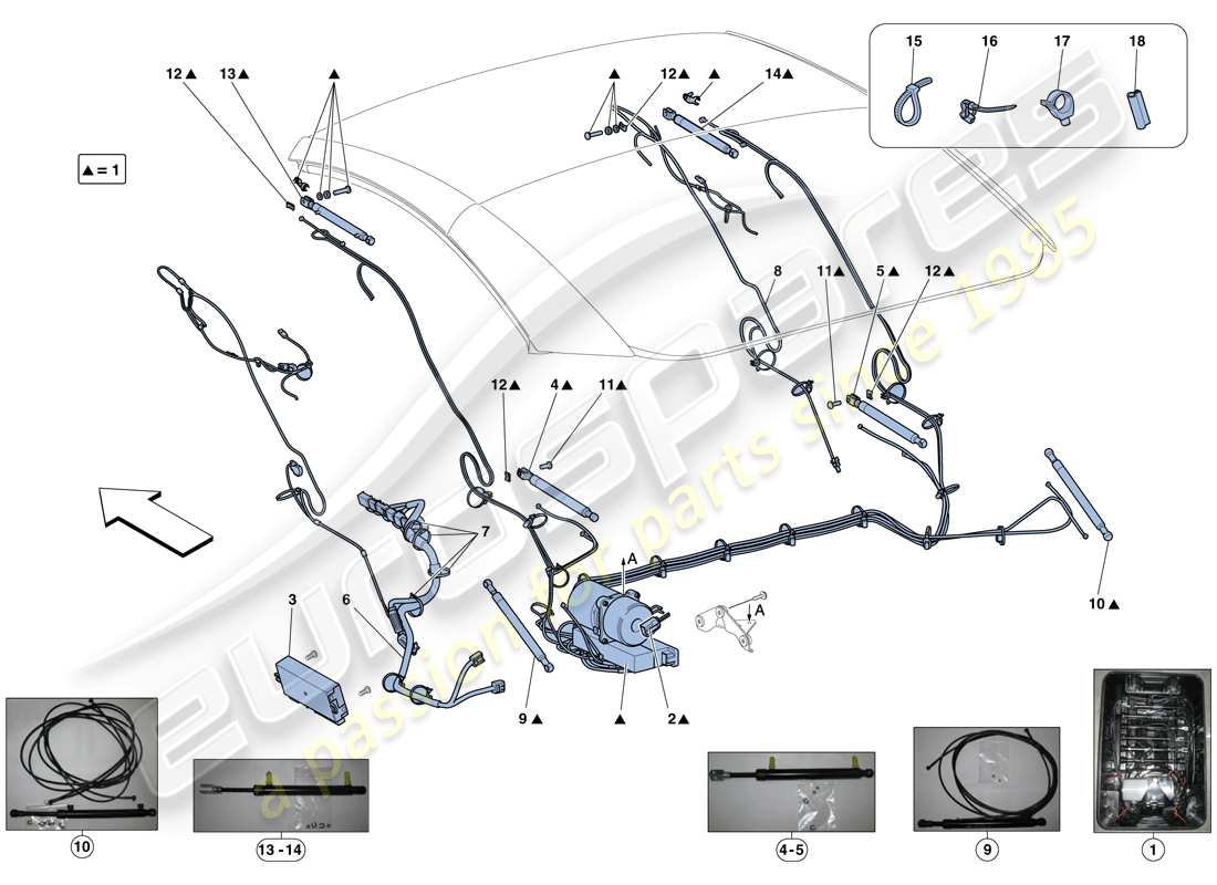 ferrari california t (rhd) electric roof: hydraulics part diagram