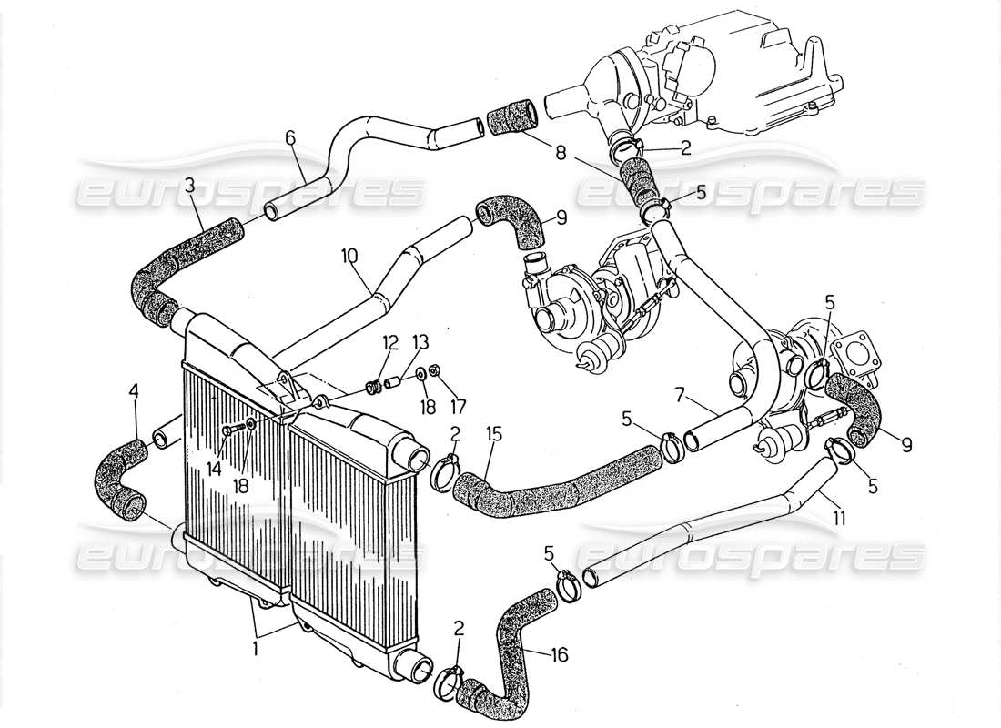 maserati 2.24v heat exchanger - pipes part diagram