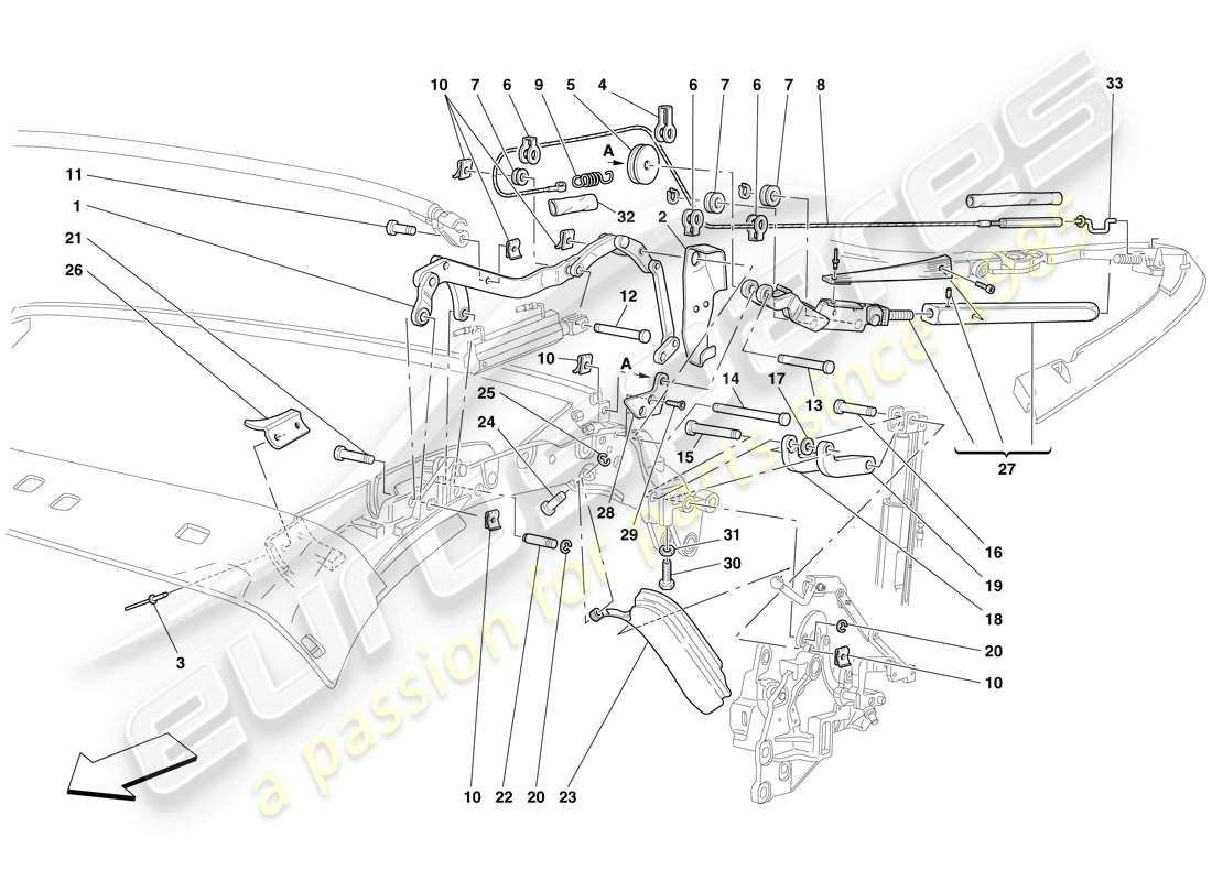 ferrari f430 spider (rhd) roof kinematics - upper part part diagram