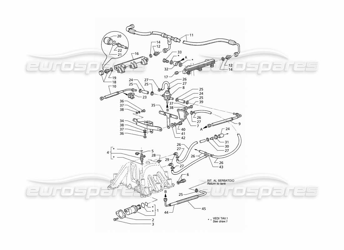 maserati qtp v6 (1996) injection system accessories (lhd) parts diagram