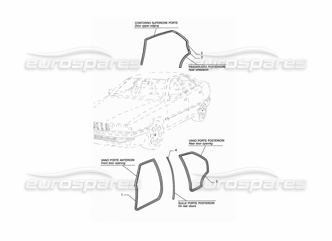 maserati qtp v8 (1998) external seals part diagram