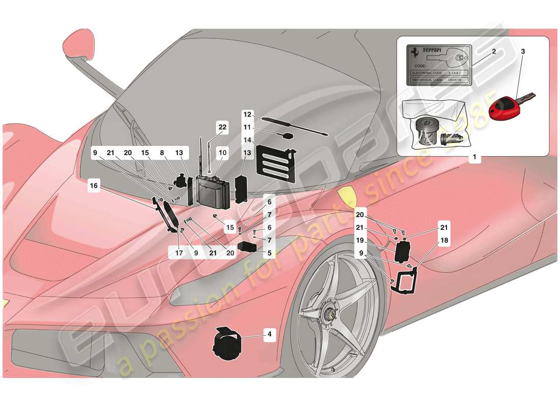 ferrari laferrari (europe) antitheft system part diagram