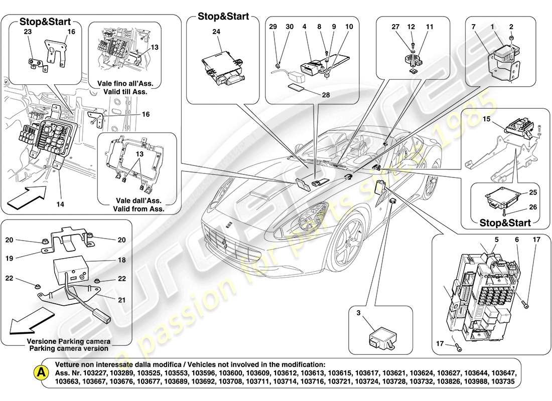 ferrari california (usa) passenger compartment ecus part diagram