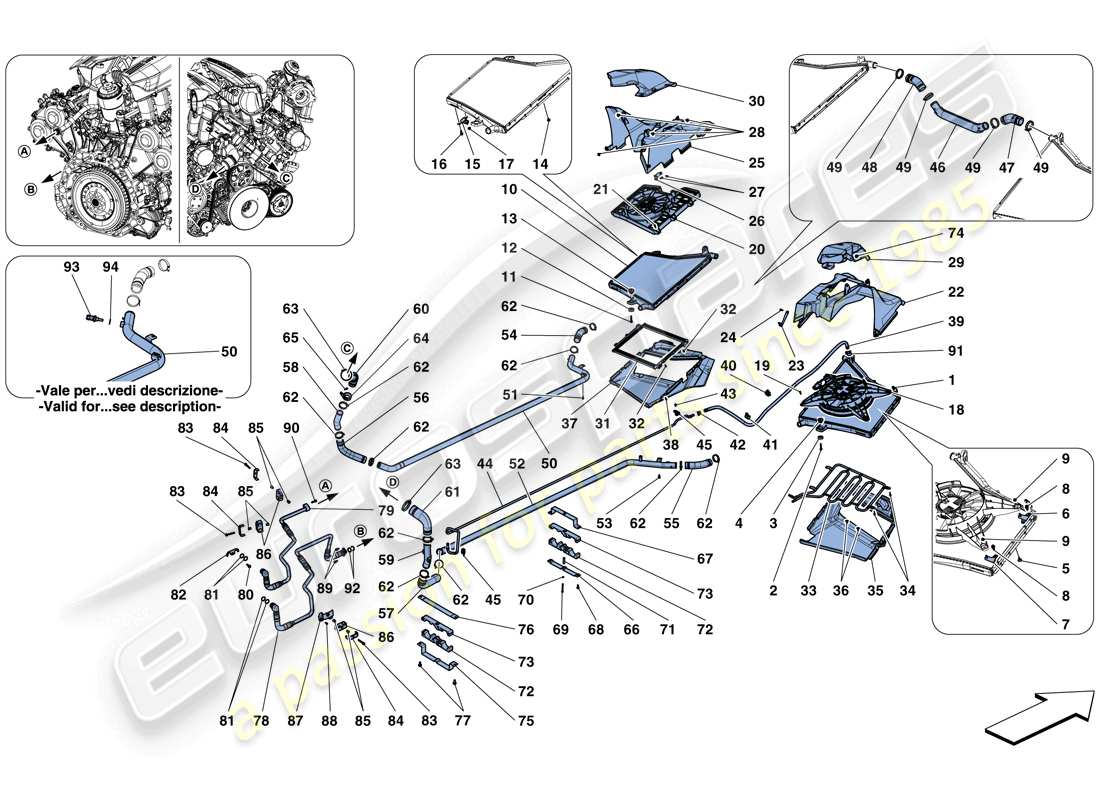 ferrari 488 gtb (usa) cooling - radiators and air ducts part diagram