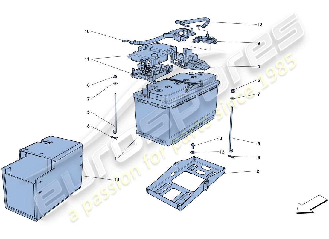 ferrari gtc4 lusso t (rhd) battery part diagram