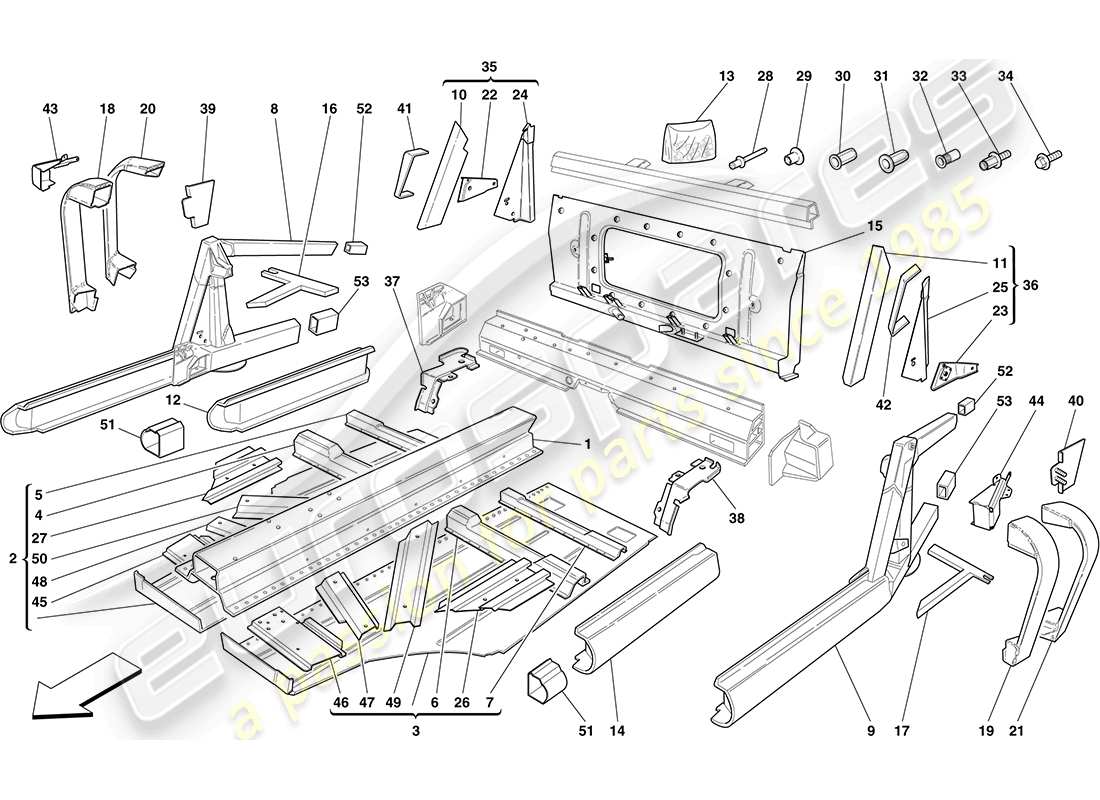 ferrari f430 coupe (rhd) central elements and panels part diagram