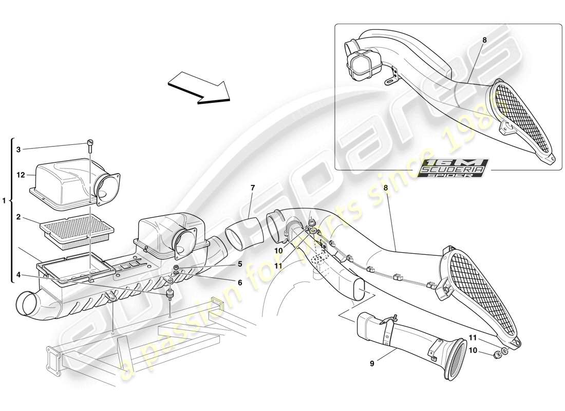 ferrari f430 scuderia (rhd) air intake part diagram