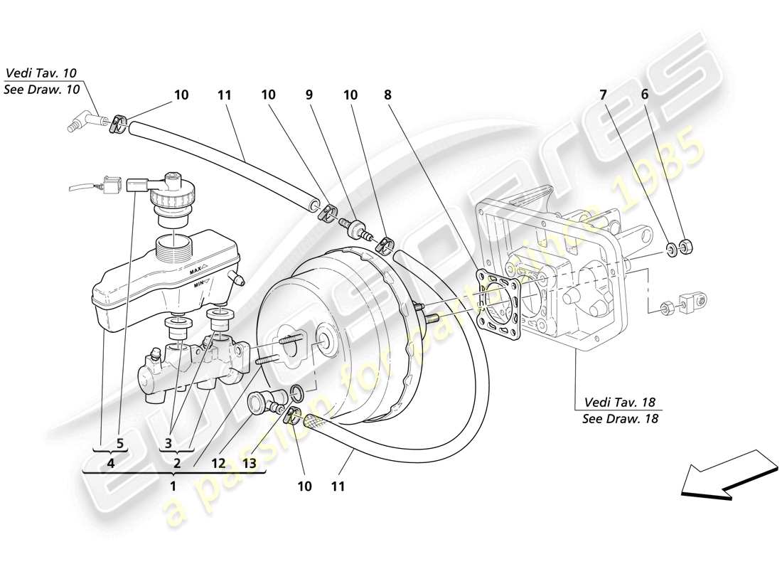 maserati trofeo brakes hydrualic controls part diagram