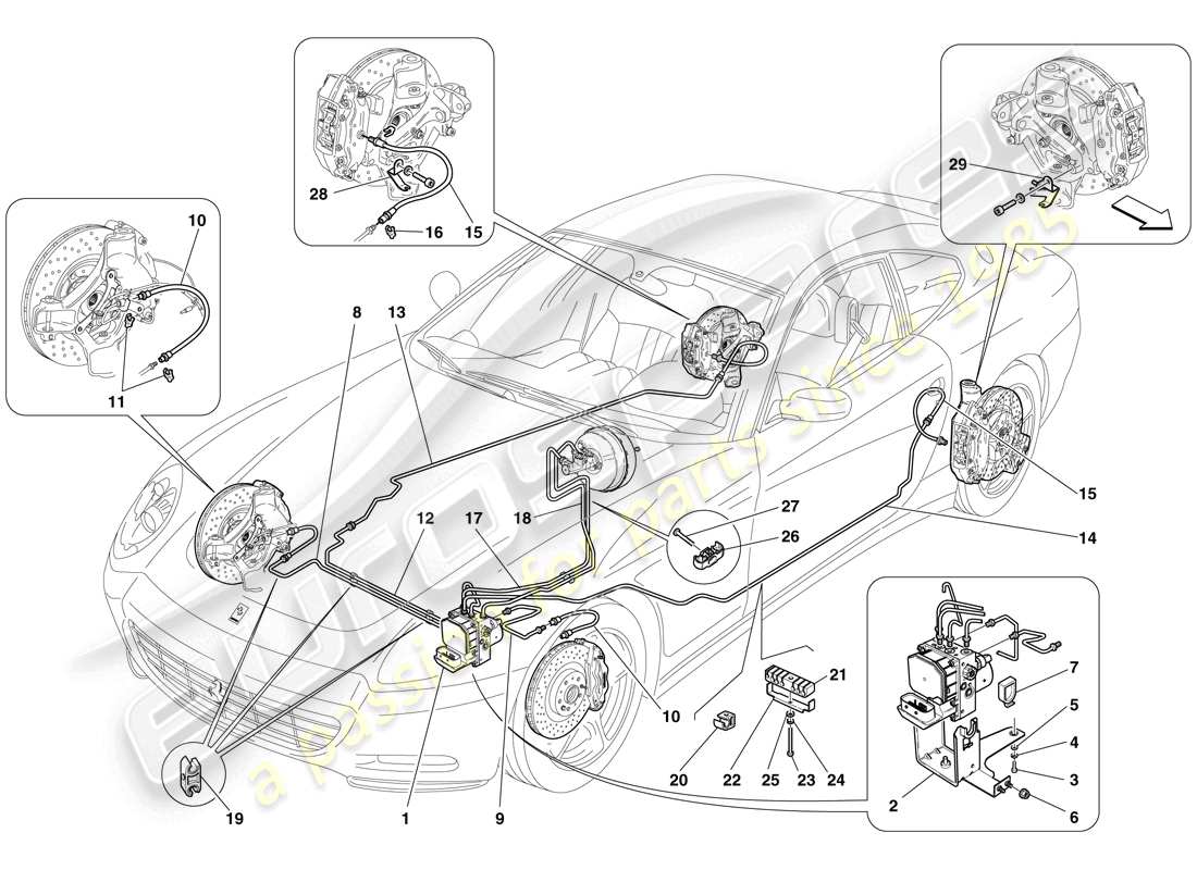 ferrari 612 sessanta (usa) brake system part diagram