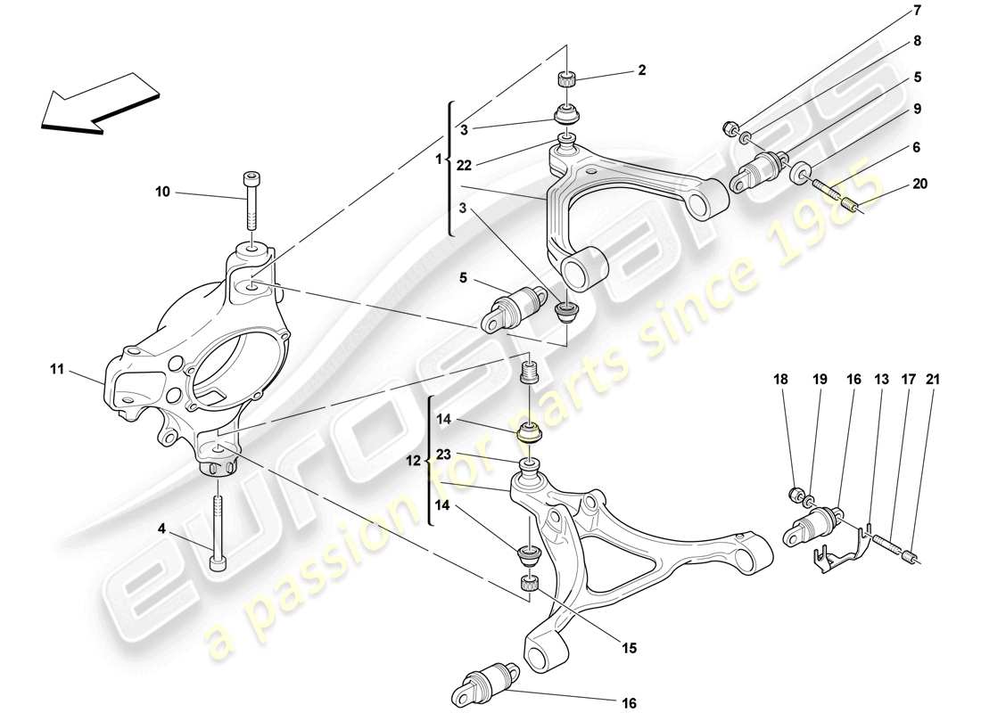 ferrari f430 scuderia spider 16m (rhd) front suspension - arms part diagram