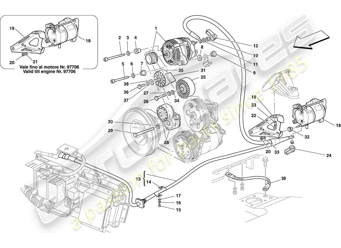 ferrari f430 coupe (europe) alternator - starter motor part diagram