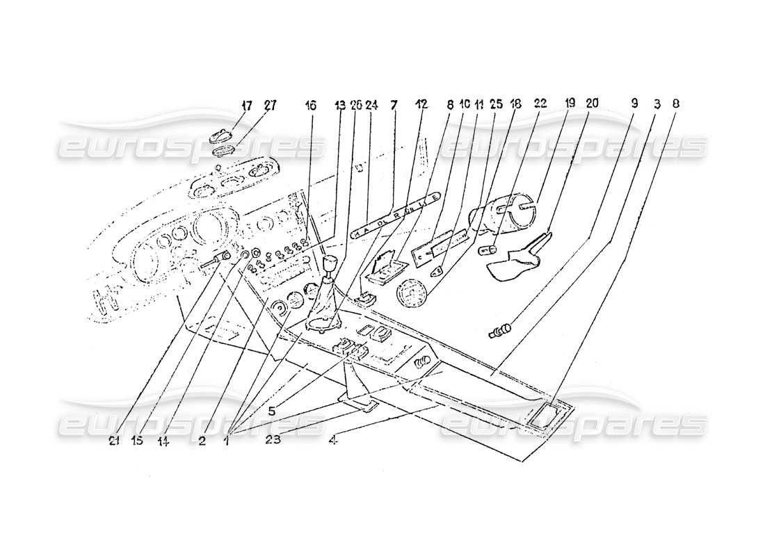 ferrari 365 gt 2+2 (coachwork) interior switches - air vents & trim part diagram