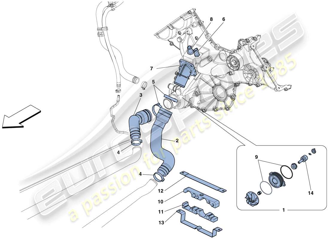 ferrari 458 speciale aperta (europe) cooling - water pump part diagram