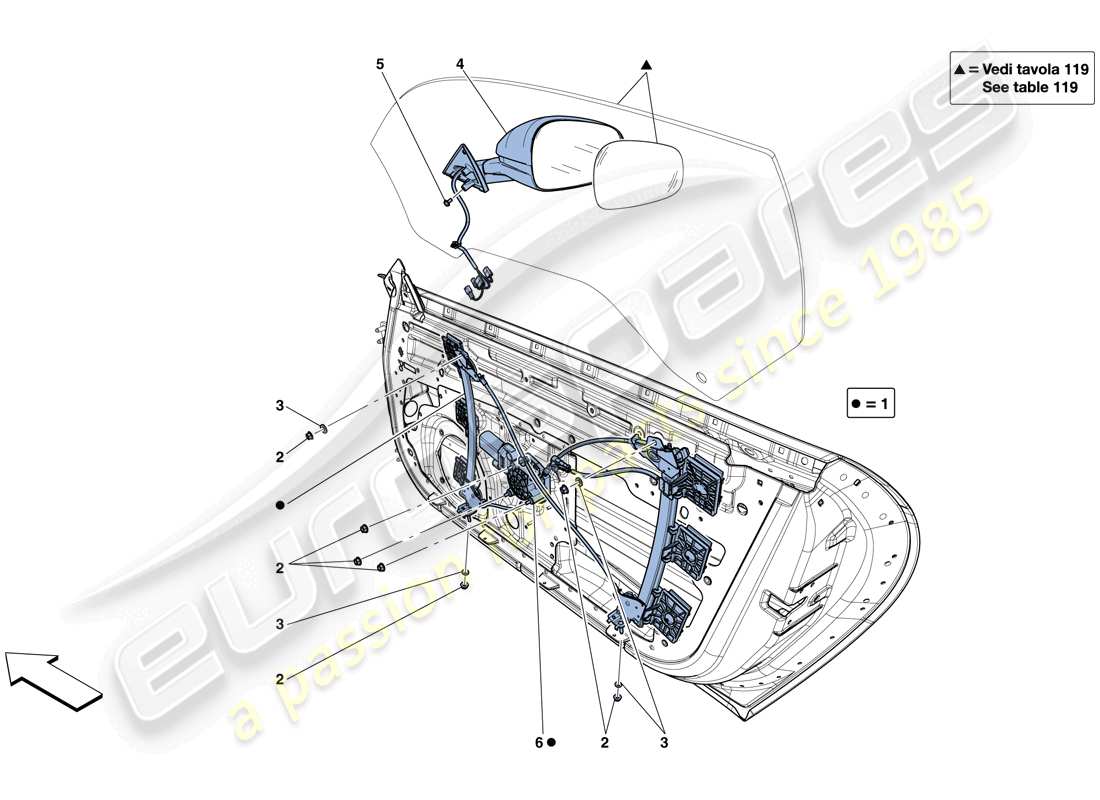 ferrari f12 berlinetta (rhd) doors - power windows and rear-view mirror part diagram