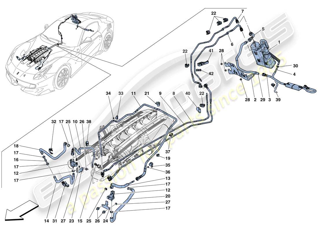 ferrari f12 tdf (usa) evaporative emissions control system part diagram