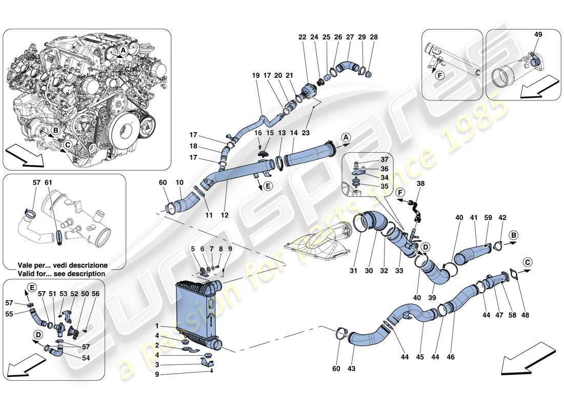 ferrari gtc4 lusso t (europe) intercooler part diagram