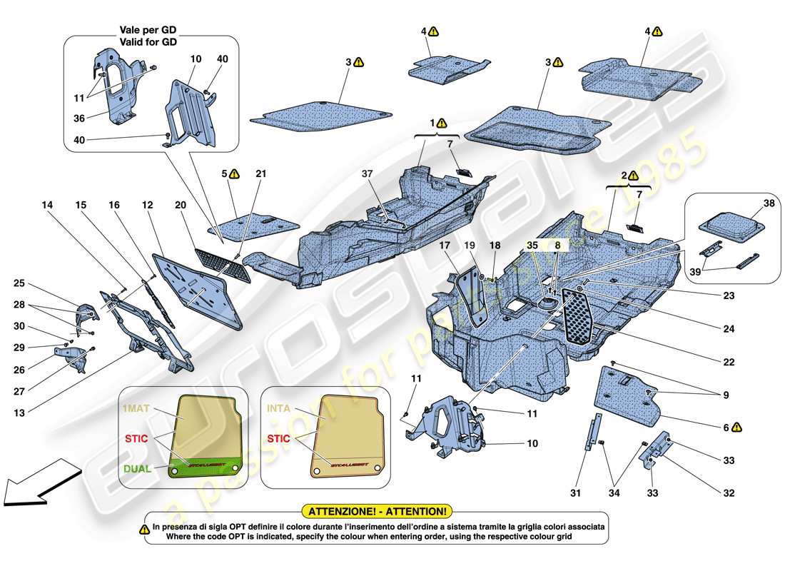 ferrari gtc4 lusso t (europe) passenger compartment mats part diagram