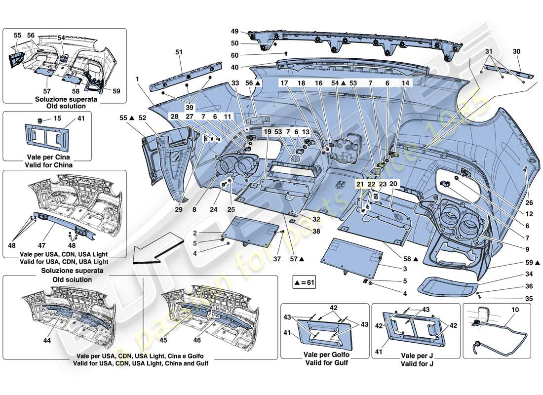 ferrari f12 berlinetta (rhd) rear bumper part diagram