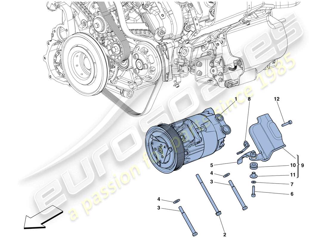 ferrari 458 spider (rhd) ac system compressor part diagram