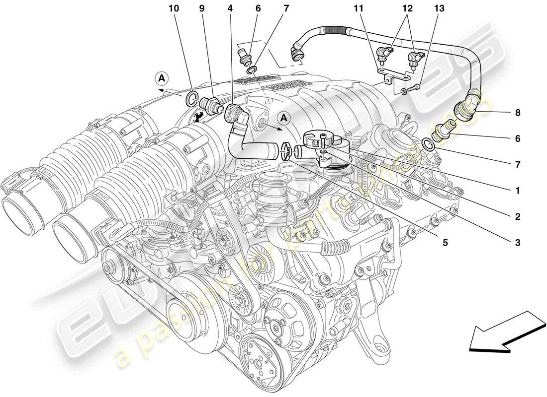 ferrari california (rhd) vapour oil recovery system part diagram