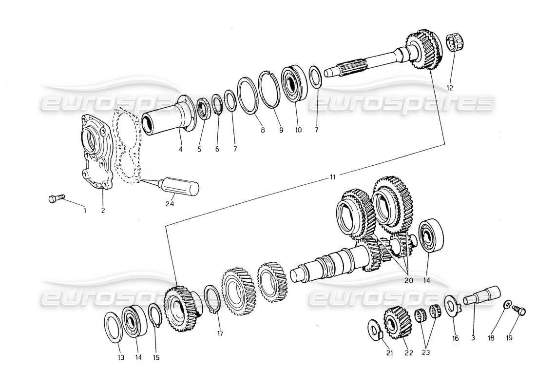 maserati 418 / 4.24v / 430 gearbox, zf-layshaft part diagram