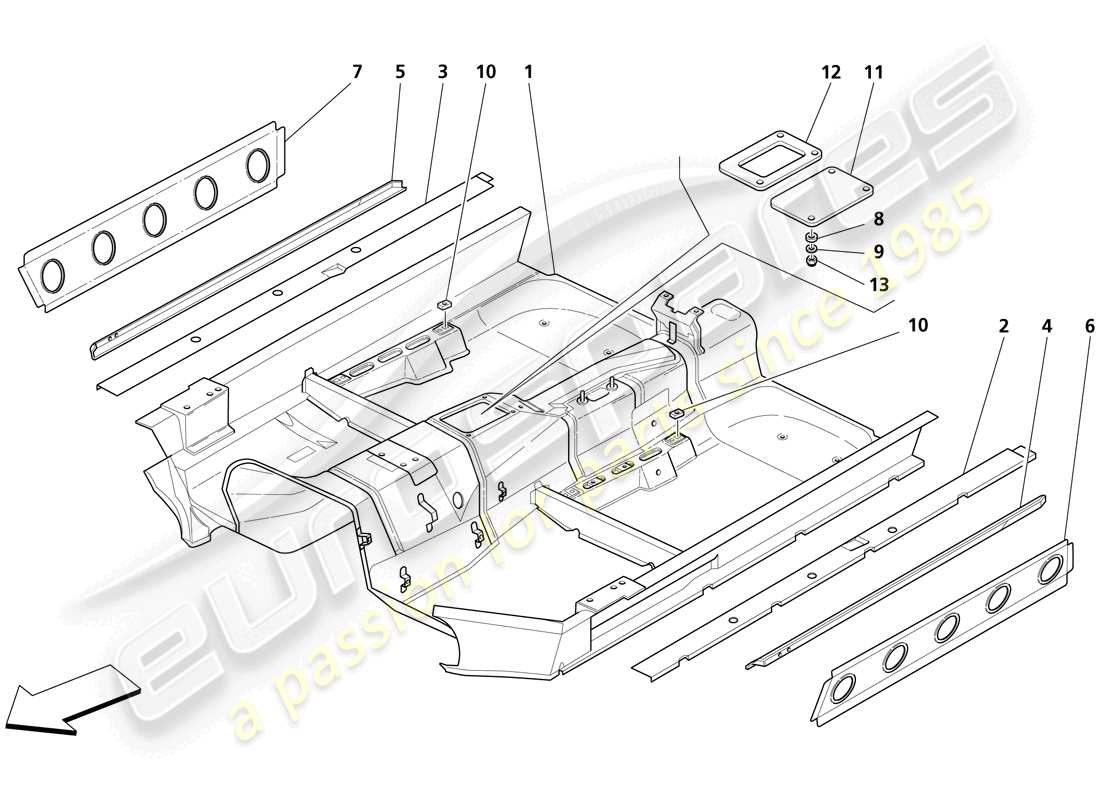 maserati trofeo front structure part diagram