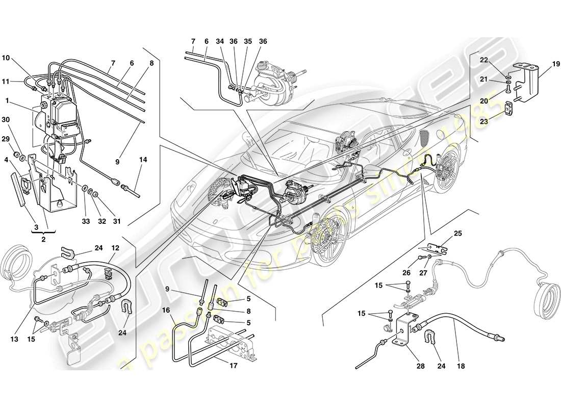 ferrari f430 coupe (europe) brake system part diagram