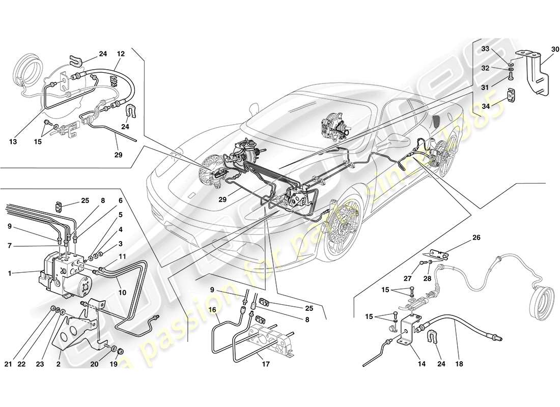 ferrari f430 coupe (usa) brake system part diagram