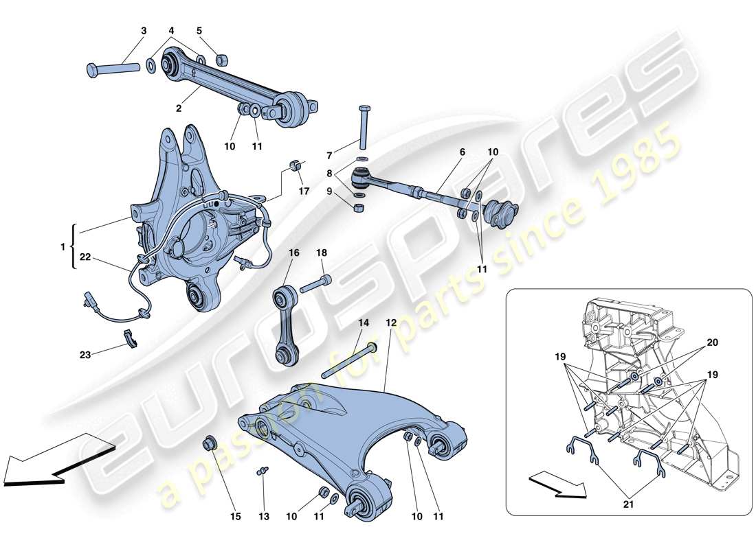 ferrari 458 spider (rhd) rear suspension - arms part diagram