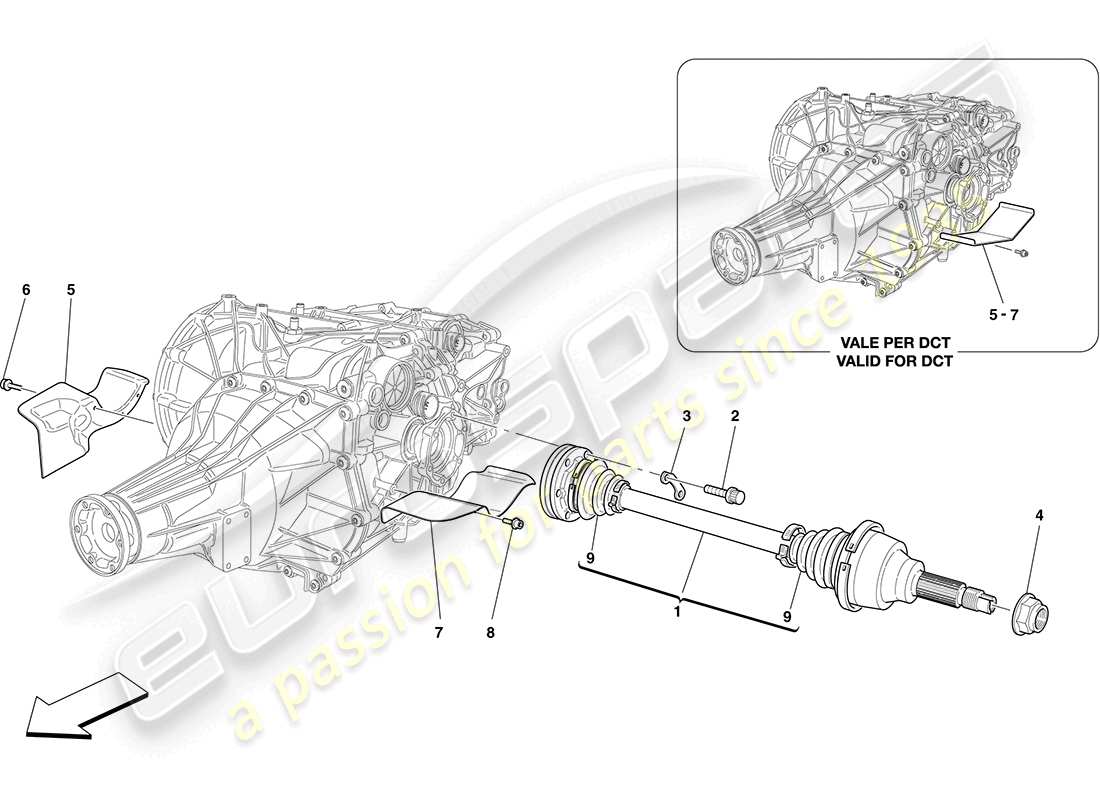 ferrari california (usa) differential and rear axle shafts part diagram