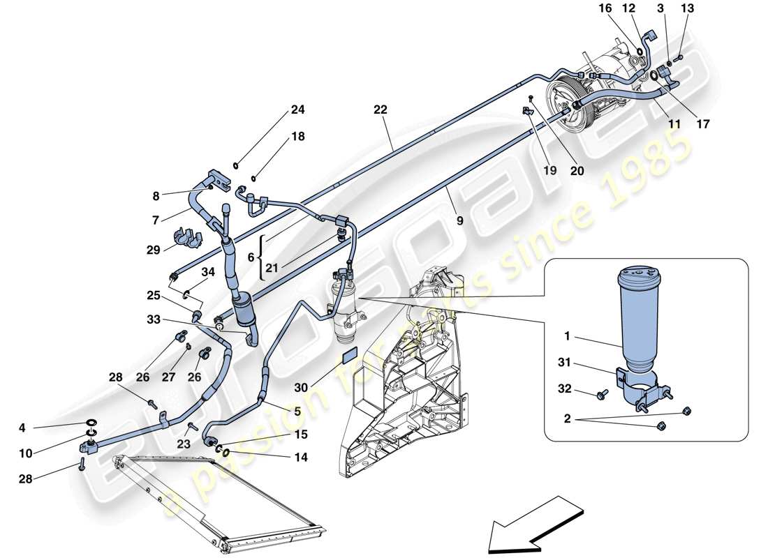 ferrari 458 speciale aperta (europe) ac system - freon part diagram