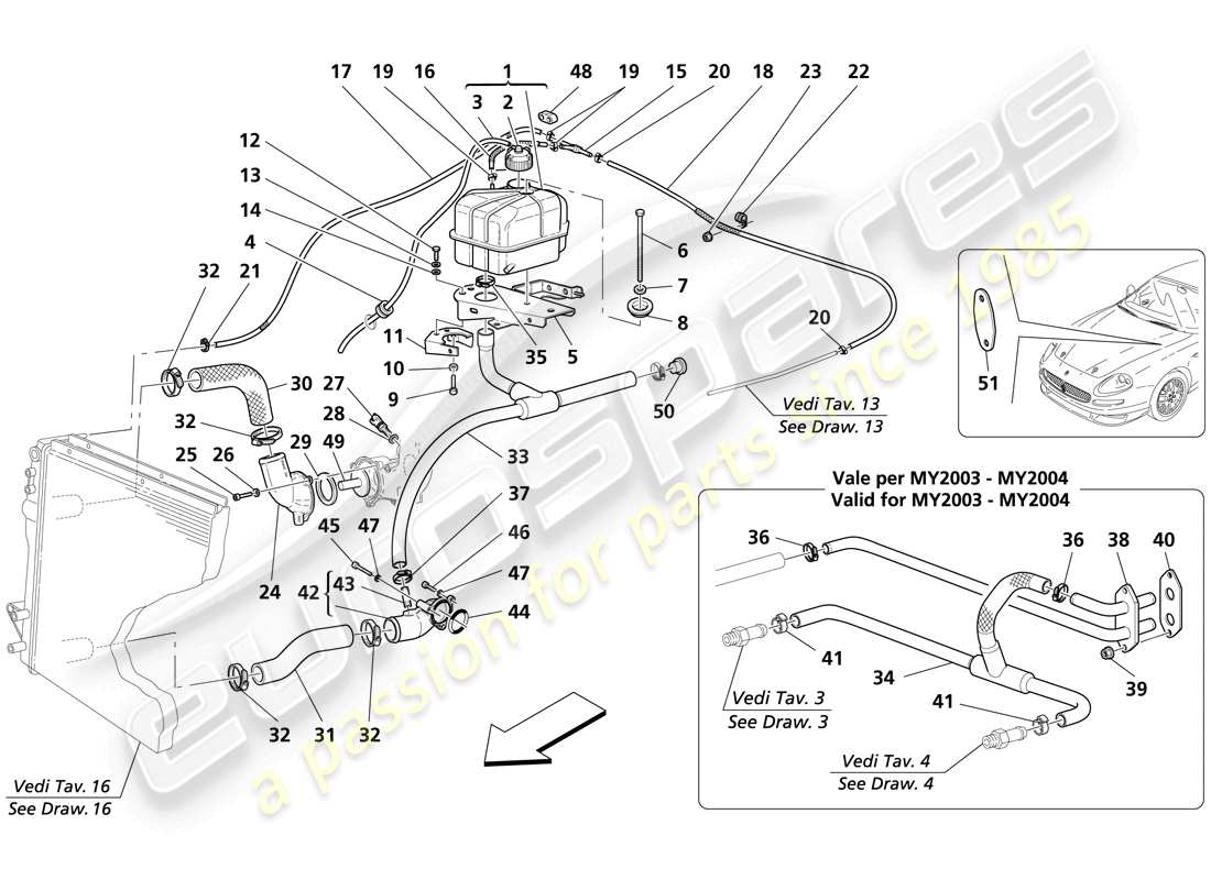 maserati trofeo nourice - cooling system part diagram