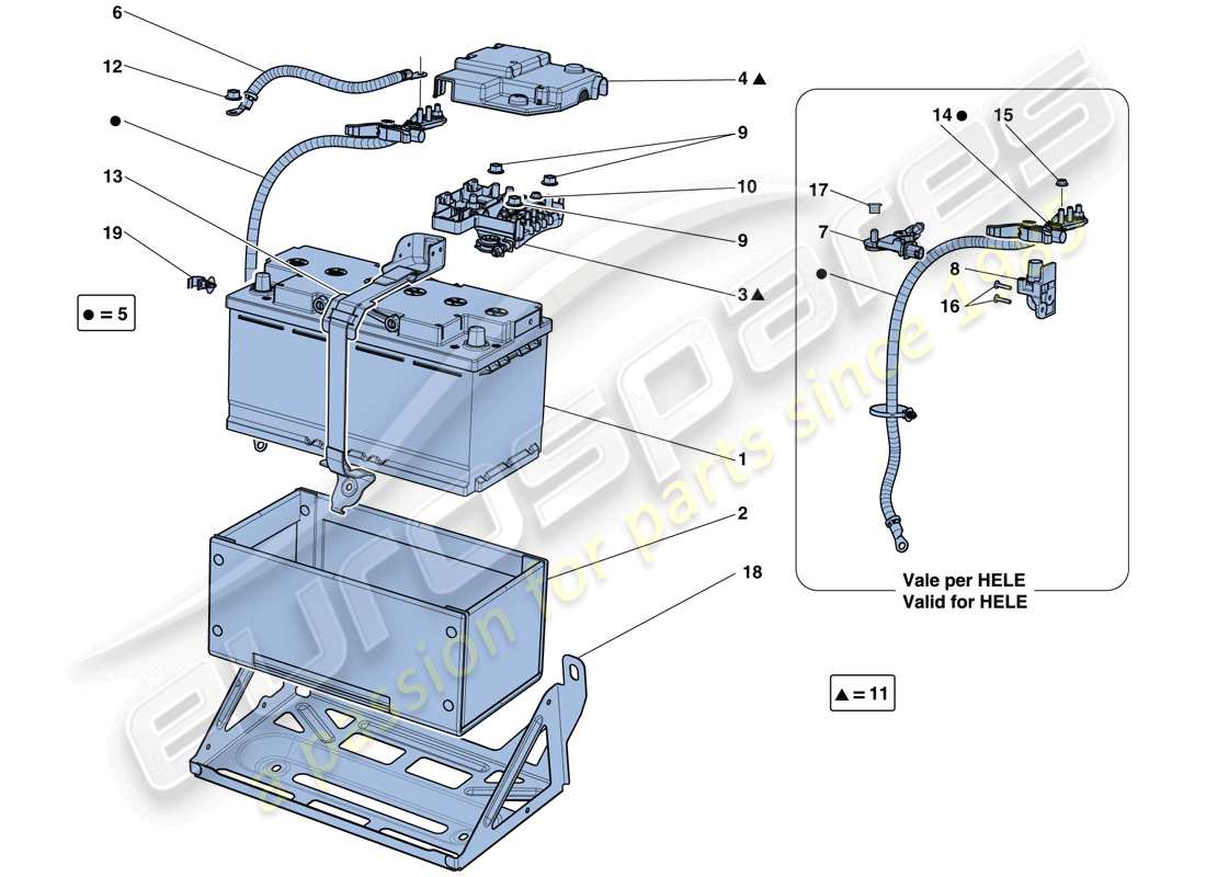 ferrari california t (rhd) battery part diagram