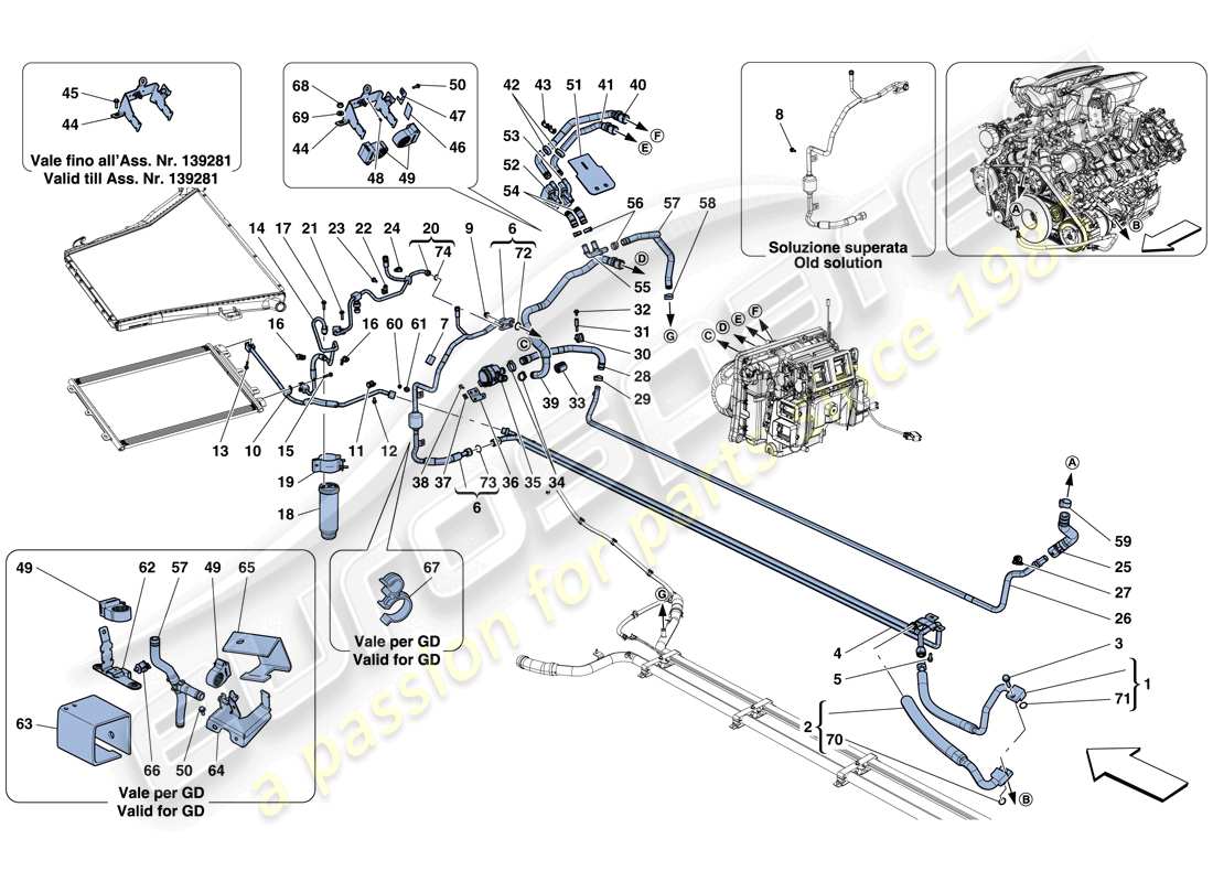 ferrari 488 gtb (europe) ac system - water and freon part diagram