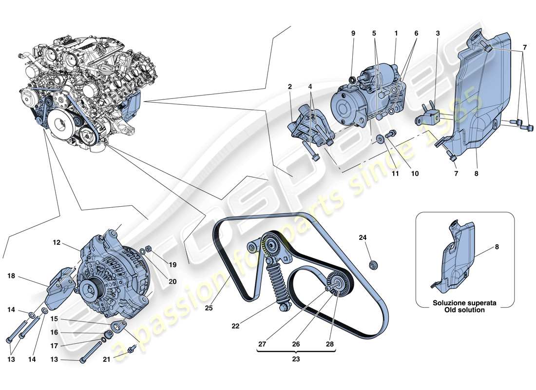 ferrari california t (usa) alternator - starter motor part diagram