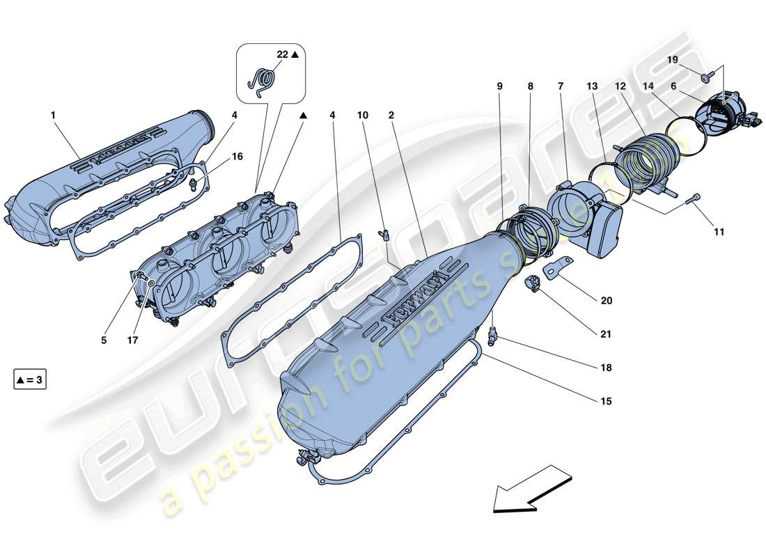 ferrari 458 speciale aperta (usa) intake manifold cover part diagram