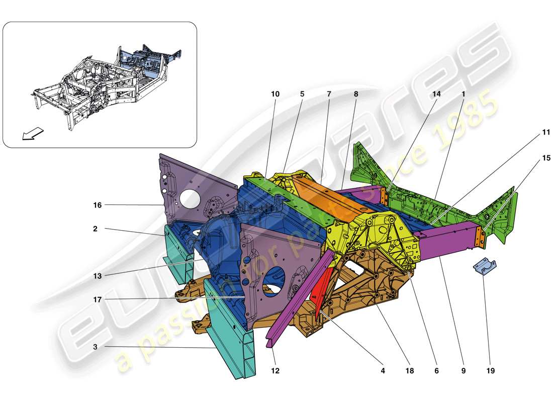 ferrari california t (usa) structures and elements, rear of vehicle part diagram