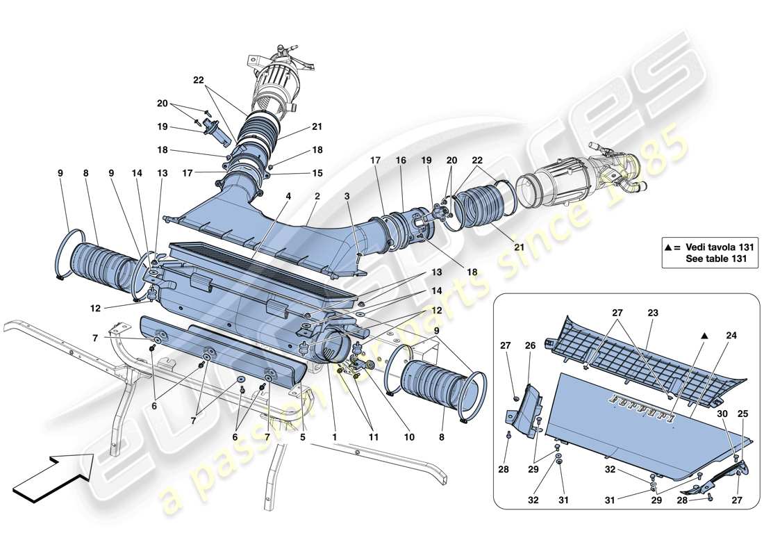 ferrari 488 gtb (usa) air filter, air intake and ducts part diagram