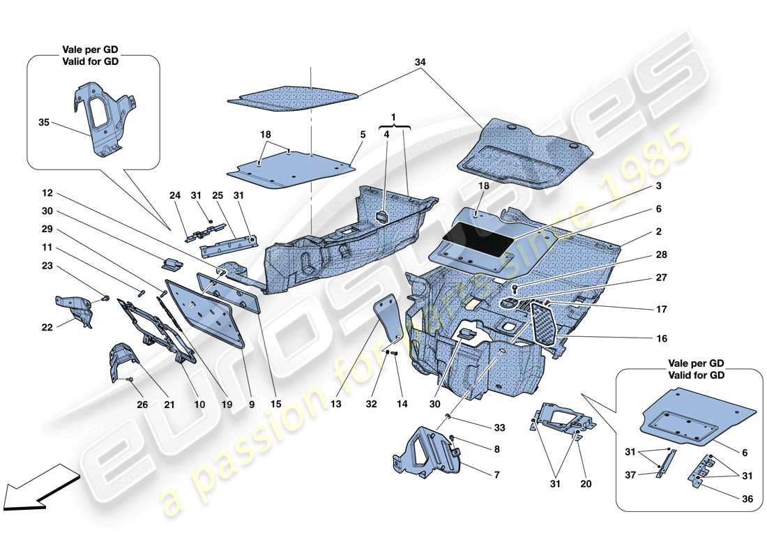 ferrari f12 tdf (usa) passenger compartment mats part diagram