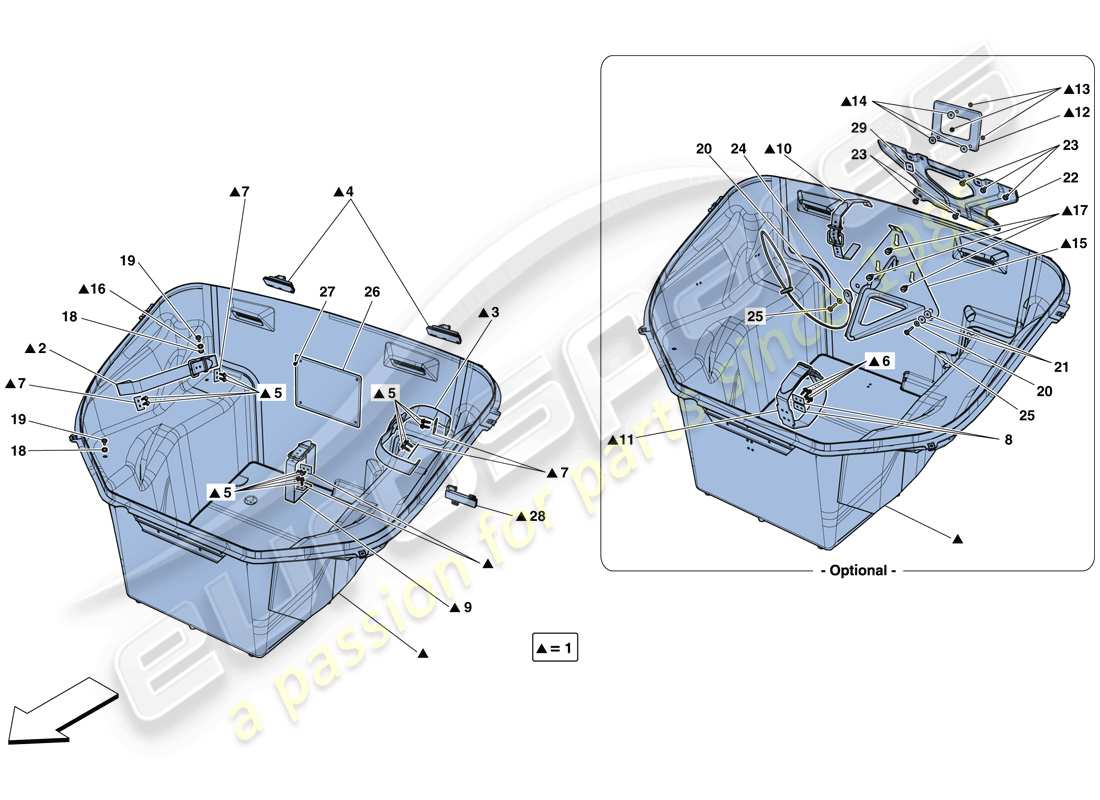 ferrari 488 spider (europe) front compartment trim part diagram