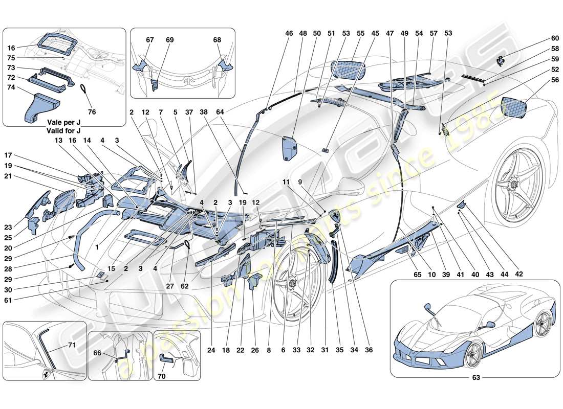 ferrari laferrari aperta (usa) shields and trim part diagram