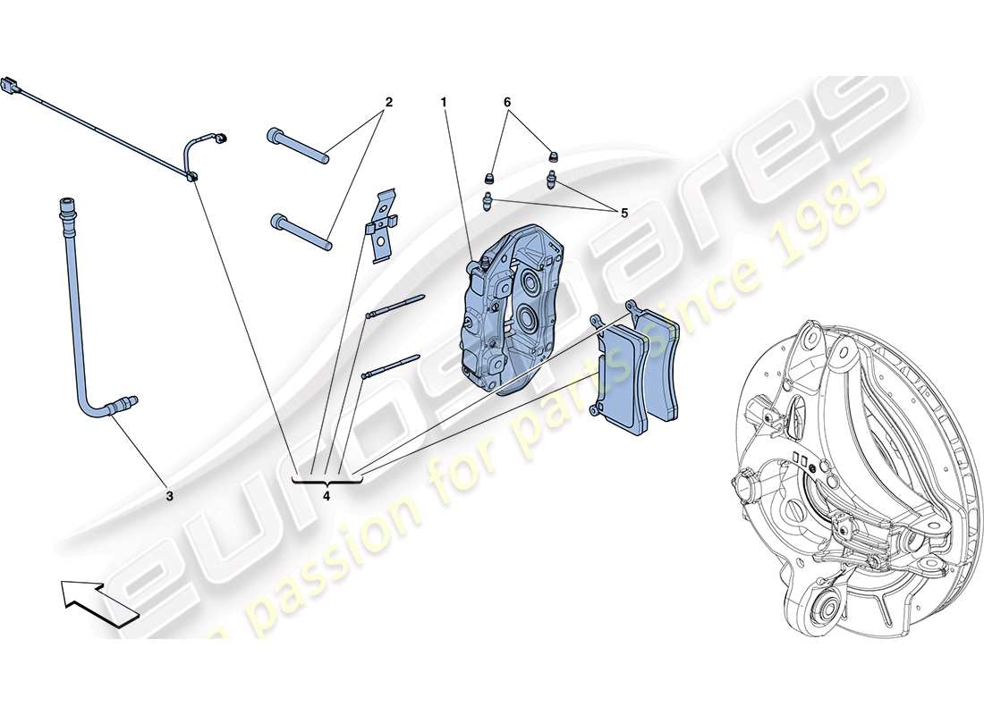 ferrari ff (europe) rear brake callipers part diagram